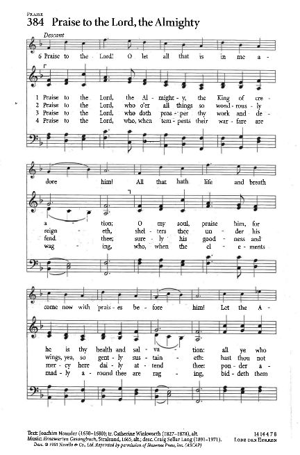 Opening Hymn - CP# 384 'Praise the Lord'