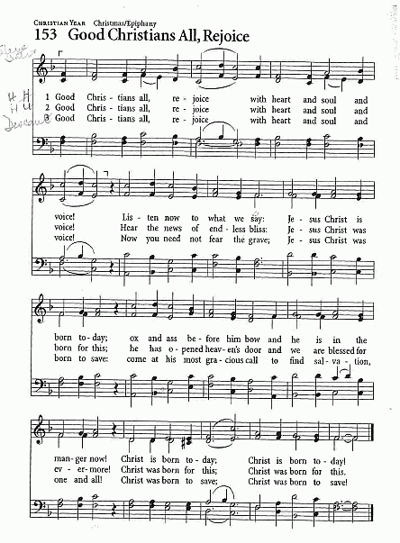 Hymn CP #153 'Good Christians All Rejoice'