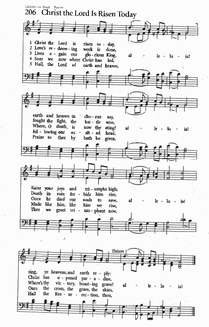 Opening Hymn CP# 206 'Christ the Lord is Risen Today'