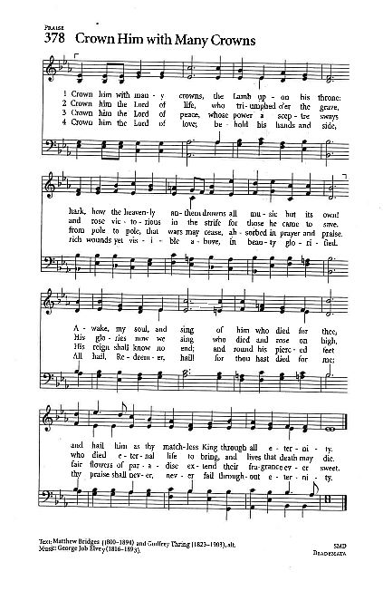 Opening Hymn CP# 378 'Crown Him With Many Crowns'