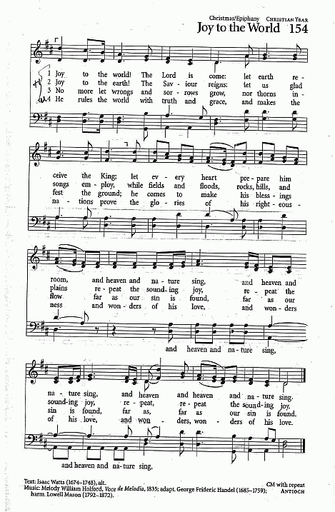 Offertory Hymn CP #154 'Joy to the World'