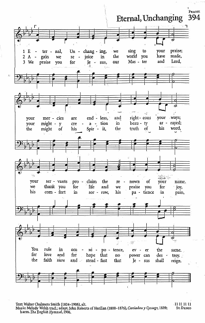 Presentation Hymn  CP #394  'Eternal, Unchanging'