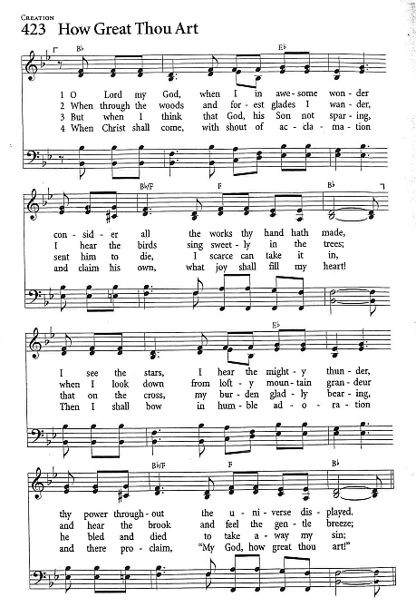 Presentation Hymn  CP #423 'How Great Thou Art'
