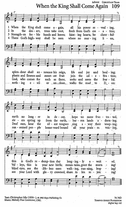 Presentation Hymn CP #109 'When the King Shall Come Again'