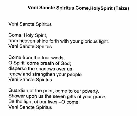 Processional Hymn 'Weni Sancte Spiritus, Come, Holy Spirit'