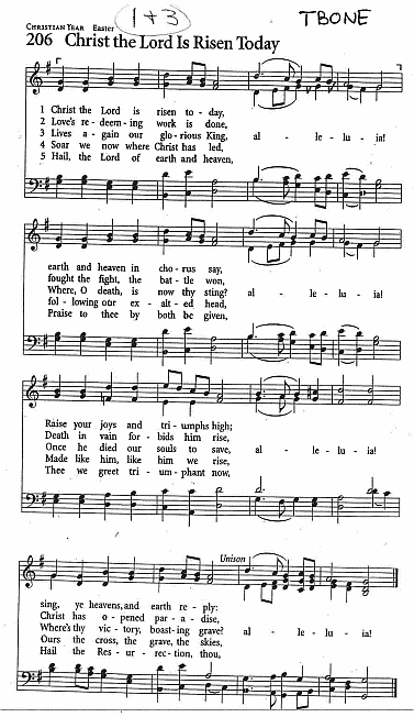 Processional Hymn CP #206  'Christ the Lord Is Risen Today'