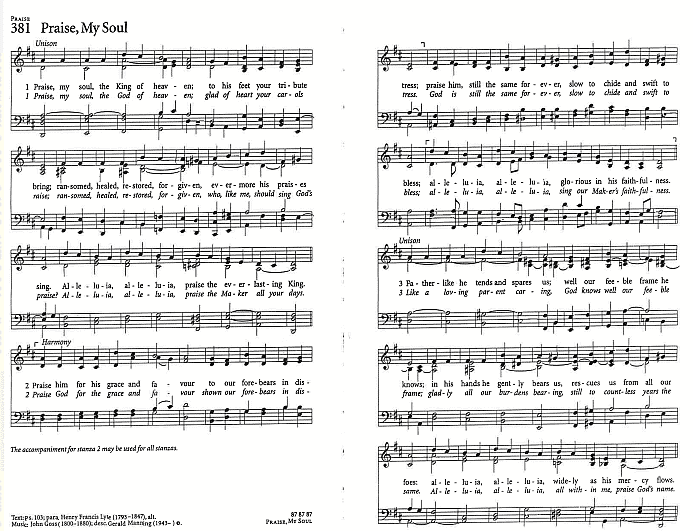 Processional Hymn CP #381  'Praise, My Soul the King of Heaven'