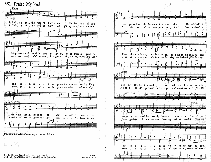 Processional Hymn CP #381 'Praise My Soul'