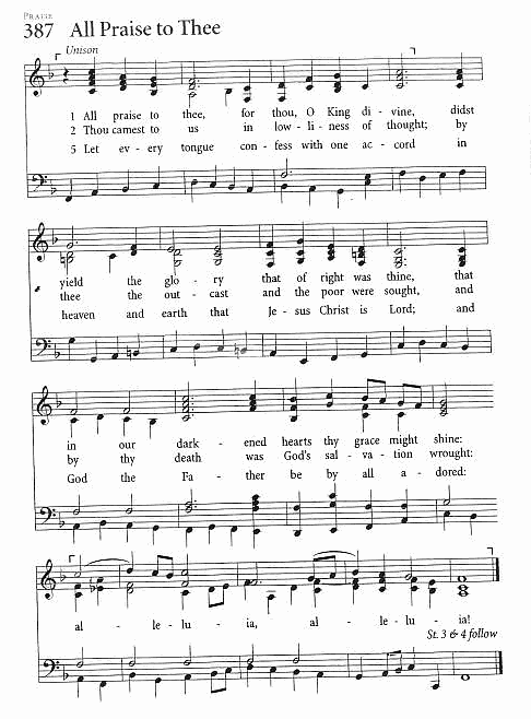Processional Hymn CP #387 'All Praise to Thee'