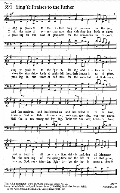 Processional Hymn CP #391  'Sing Ye Praises to the Father'
