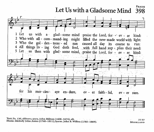 Processional Hymn CP #398 'Let Us with a Gladsome Mind'