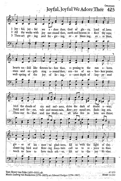 Processional Hymn CP #425  'Joyful, Joyful We Adore Thee'
