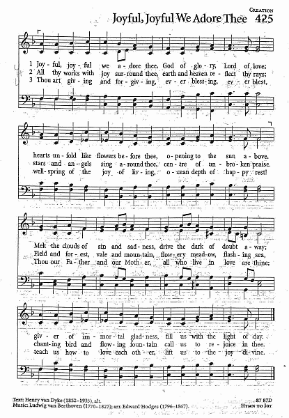 Processional Hymn CP #425 'Joyful, Joyful We Adore Thee'