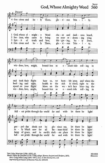 Processional Hymn CP #560 'God, Shose Almighty Word'
