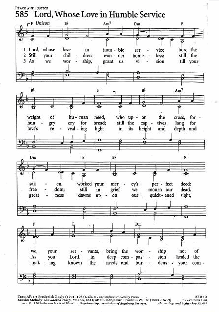 Processional Hymn CP #585 'Lord, Whose Love in Humble Service'