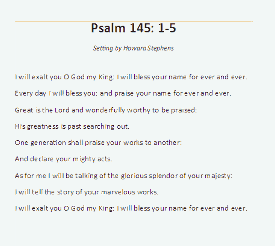 Psalm 145 - Setting
