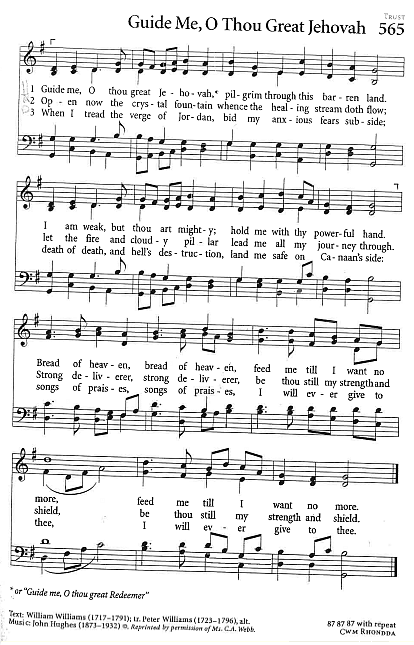 Recessional Hymn  CP #565 'Guide Me, O Thou Great Jehovah'