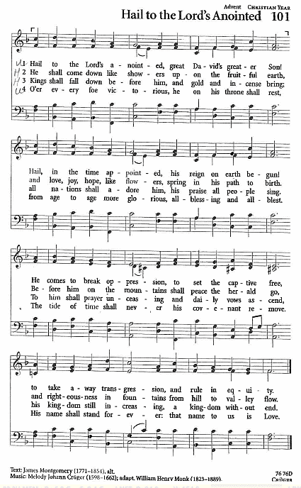 Recessional Hymn CP #101 'Hail to the Lord's Anointed'