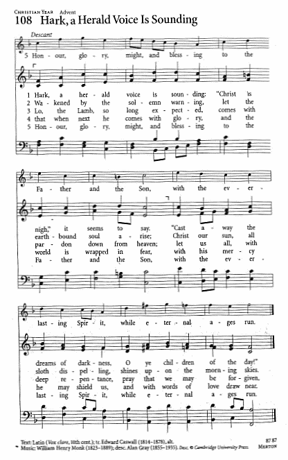 Recessional Hymn CP #108 'Hark, a Herald Voice Is Sounding'