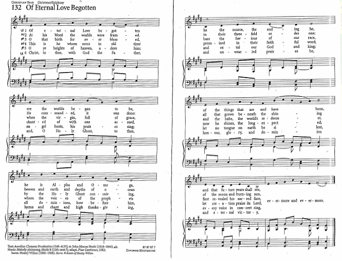 Recessional Hymn CP #132 'Of Eternal Love Begotten'