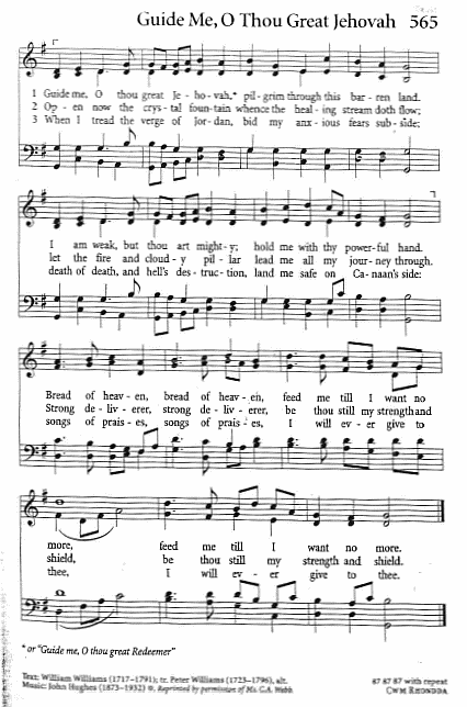 Recessional Hymn CP #210  'Guide Me, O Thou Great Jehovah