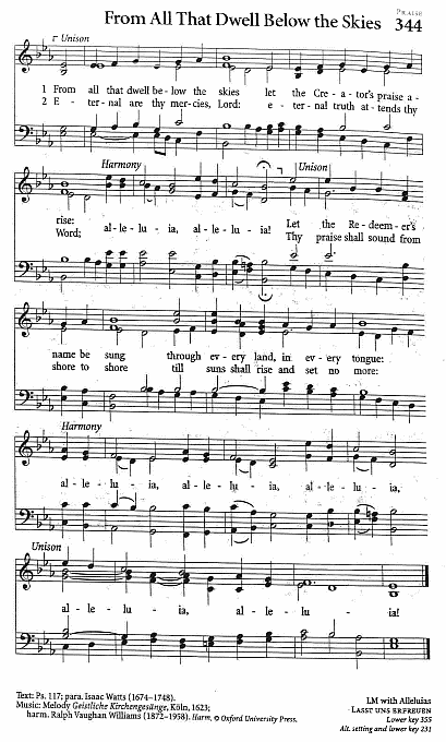 Recessional Hymn CP #344  'From All That Dwell Below the Skies'
