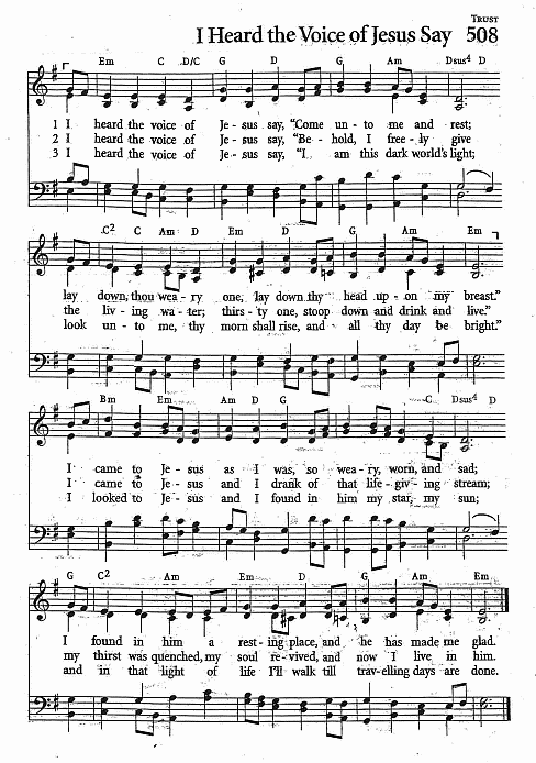 Recessional Hymn CP #508 'I heard the Voice of Jesus Say'