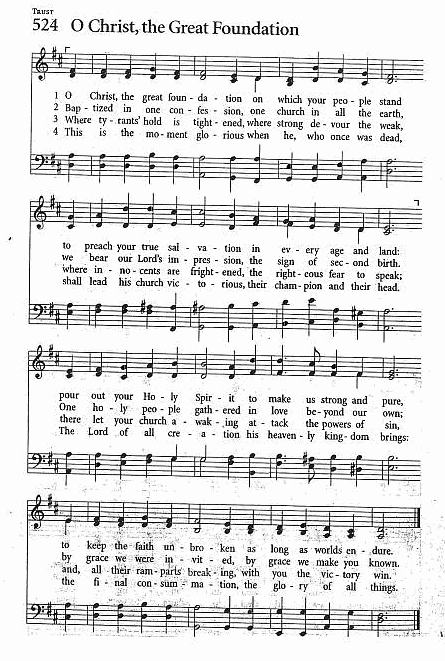 Recessional Hymn CP #524 'O Christ, the Great Foundation'