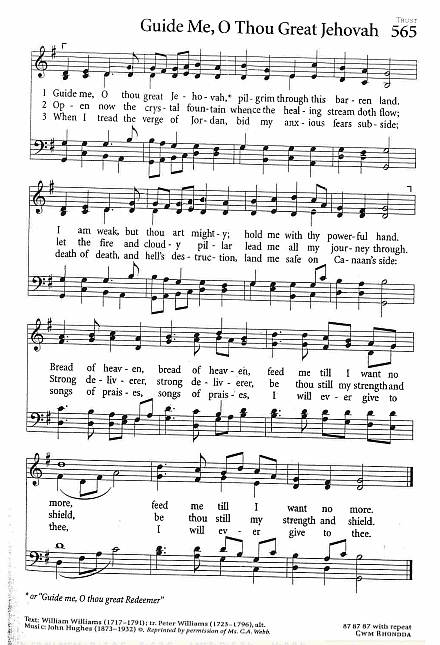 Recessional Hymn CP #565 'Guie Me, O Thou Great Jehovah'