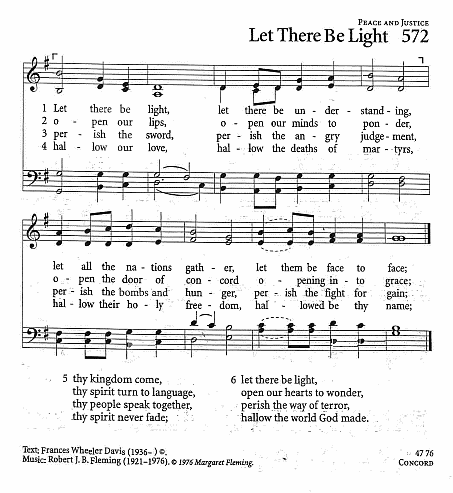 Recessional Hymn CP #572  'Let There Be Light'